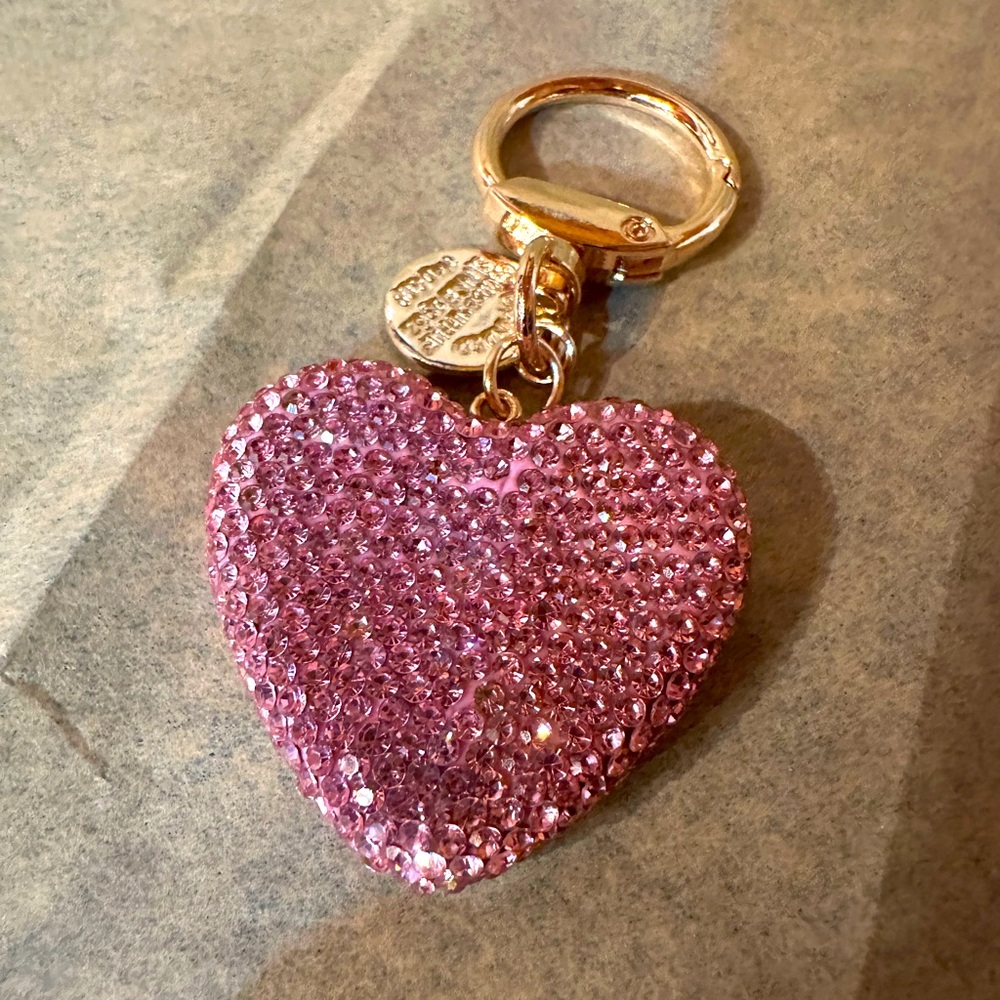 New Pink Heart Rhinestone Purse Charm